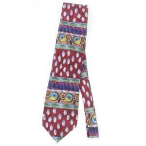Jerry Garcia Grateful Dead Maroon Colorful Abstract Men's Silk Tie Art to Wear